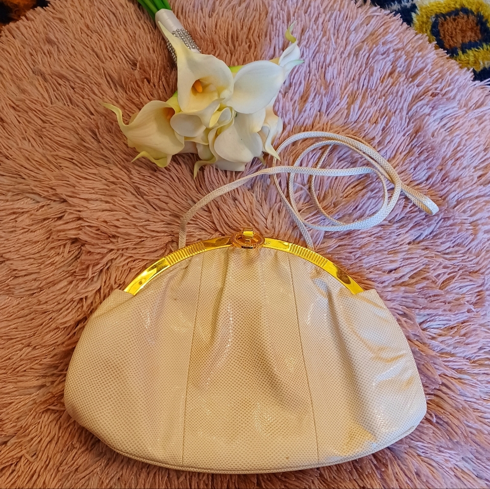 Vintage Susan Gail Cream Snakeskin Crossbody Bag